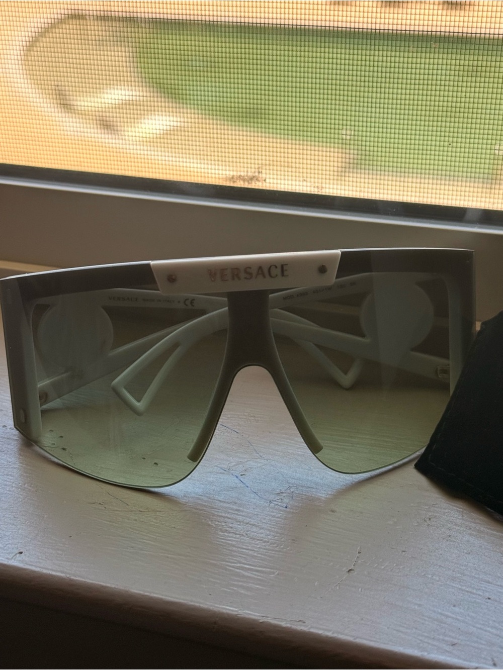 Versace White Shield Visor Sunglasses - Picture 6 of 7